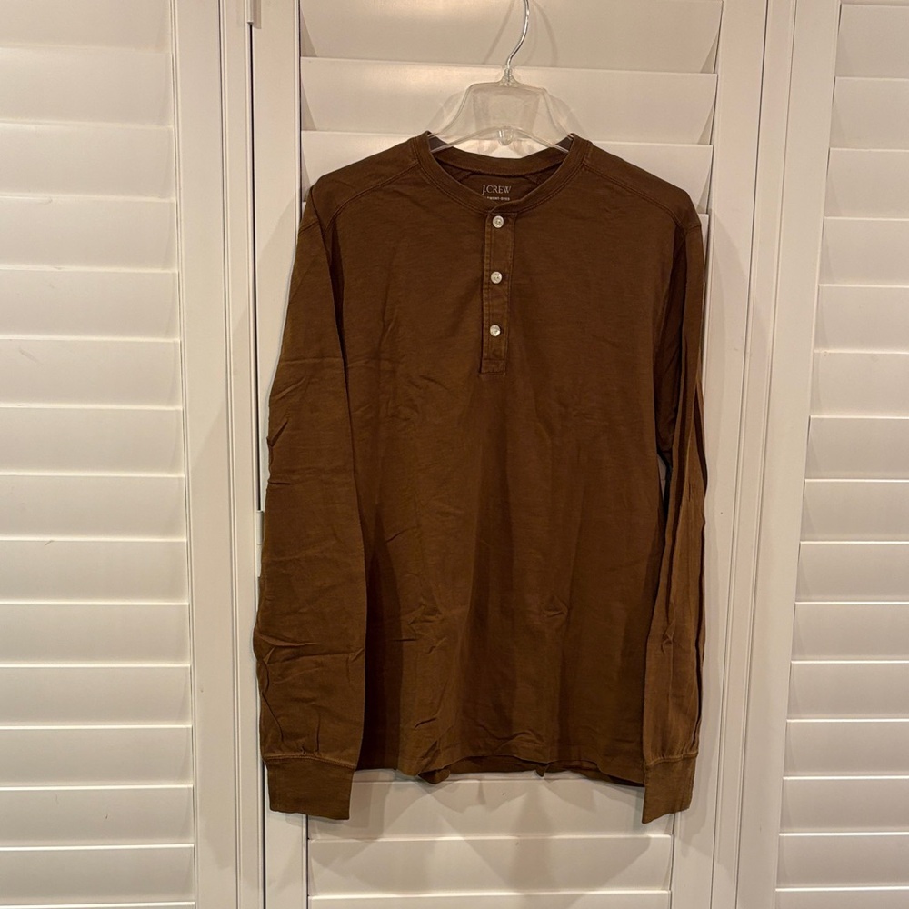 J. Crew Long Sleeve Brown Henley Shirt- never worn!